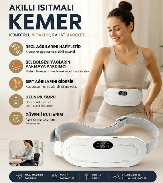 Meniera Titreşimli Isıtmalı Masaj Pedi - Bel, Sırt, Karın, Regl Ağrısı Kemeri