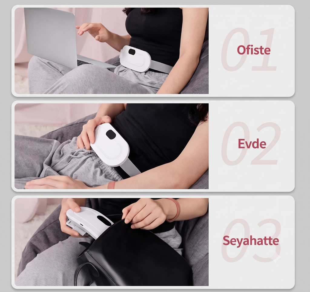 Meniera Titreşimli Isıtmalı Masaj Pedi - Bel, Sırt, Karın, Regl Ağrısı Kemeri